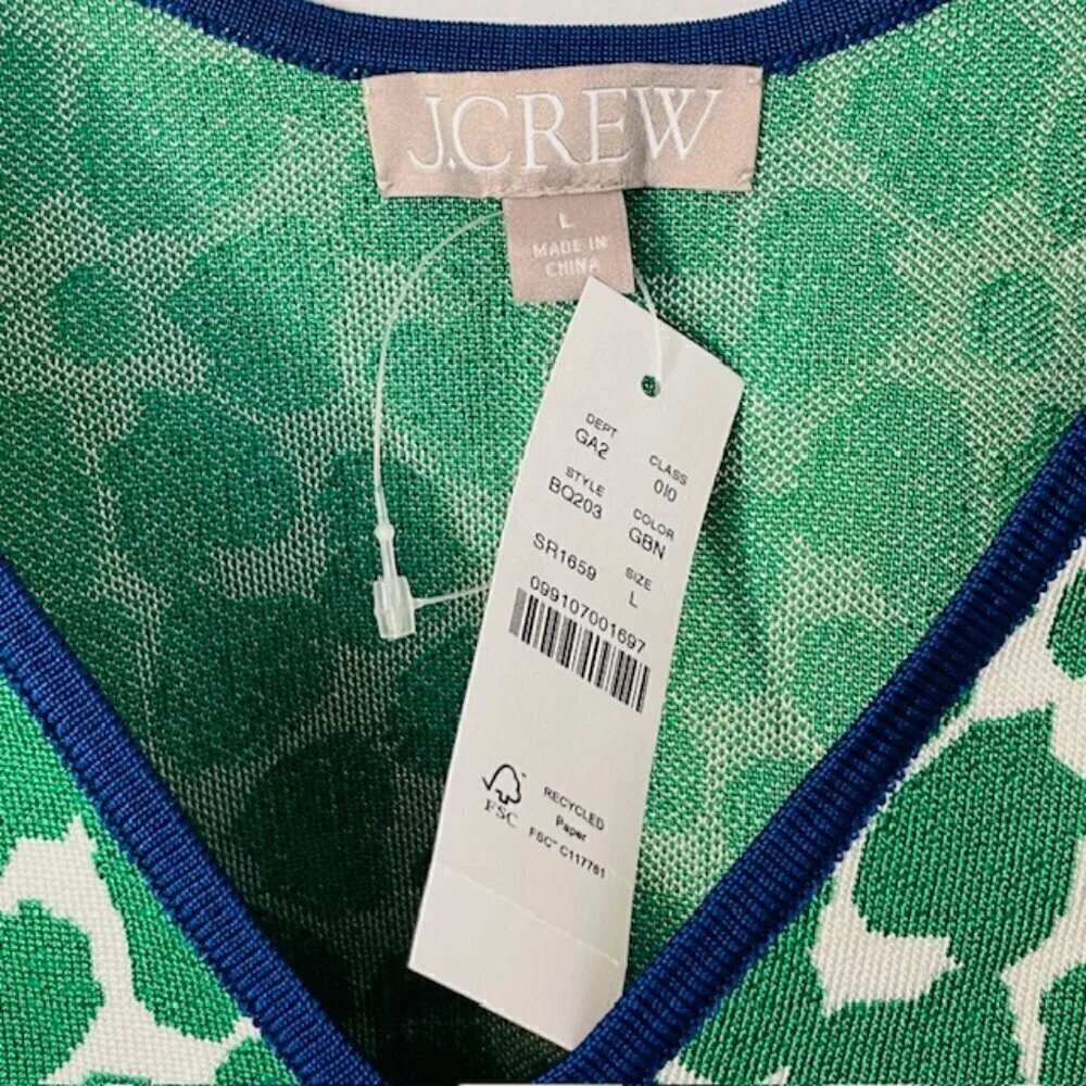 J. Crew Sweater Tank Floral Preppy Knit Jacquard Top NWT Large
